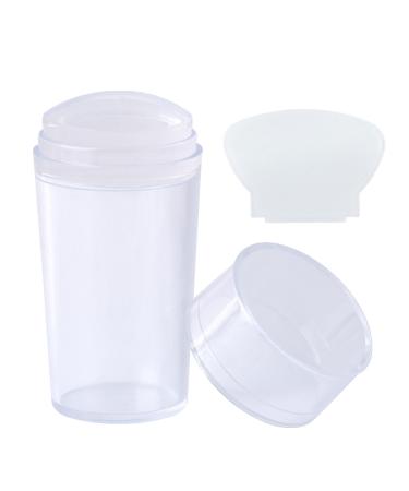 Clear nail art Stamper Schaber Set Silicon French Manicure Stamp Nagel Jelly Stamp with cap for DIY nail art tools accessories for French smile line tools (transparent)
