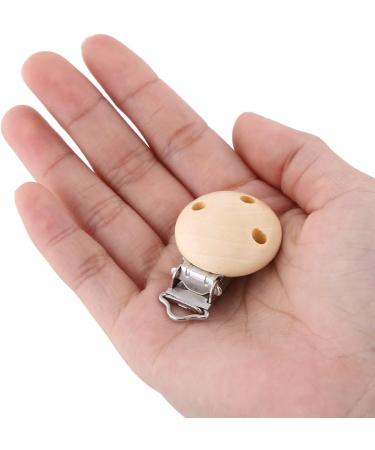 10Pcs Cute Round Wooden Baby Pacifier Clips - Natural Infant Nipple Clasps with 3 Holes | International Shipping - Buy Online on SooperMarket.com