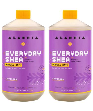 Alaffia Everyday Shea Bubble Bath, Cleanse, Soothe & Moisturize Skin, Made with Fair Trade Shea Butter, Cruelty Free, No Parabens, Vegan, Lavender, 2 Pack – 32 Fl Oz Ea Lavender 32 Fl Oz (Pack of 2)