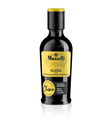 Mazzetti Balsamic Glaze with Balsamic Vinegar of Modena. The original gourmet glaze thick and sweet. Perfect for salads meats and vegetables. Made in Italy Black 215 ml (Pack of 1) Classic Balsamic Glaze 215 ml (Pack of 1)