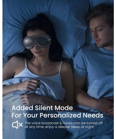 RENPHO Eye Massager with Heat, Vibration & Compression | Bluetooth Music, Rechargeable, Ideal for Relaxing Eye Strain, Dark Circles, Dry Eyes | Improve Sleep | Gray - Buy Online on SooperMarket.com