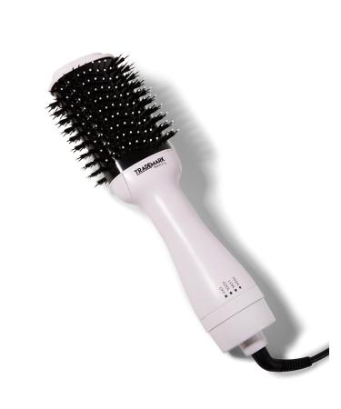 Trademark Beauty Hair Dryer Brush in One Blow Dryer Brush Wet and Dry Hair Anti-Frizz Ions Smooths Ceramic Creates Volume All Hair Types - White