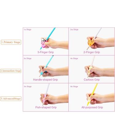 Baij Writing Aid for Children - 13-Piece Silicone Pencil Grips Set for Handwriting Correction | Multi-Colored Finger Grippers for Progressive Improvement - Buy Online on SooperMarket.com