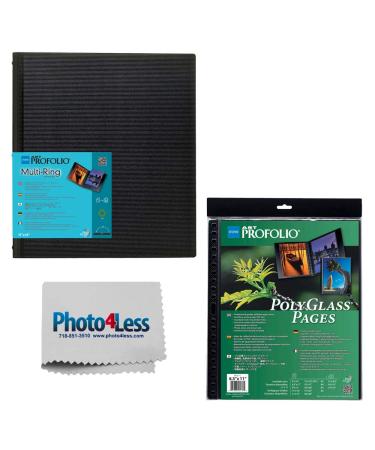 Itoya ProFolio Multi-Ring Refilable Binder 9x12 11 sheets/22 views + Itoya ProFolio PolyGlass Pages 9"x12" 10 sheets + Cleaning Cloth 9 X 12