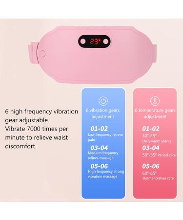 Menstrual Heating Pillows for Women - Portable Electric Heating Belt with 6-Speed Vibration & Fast Heating - Pink - Buy Online on SooperMarket.com