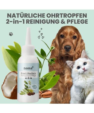 NOMS 2-in-1 Ear Cleaner for Dogs & Cats - Jojoba Oil Ear Drops for Inflammation Itches & Mites - 75ml - Buy Online on SooperMarket.com