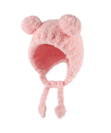 MK MATT KEELY Cute Fleece Lining Unisex Baby Hats with Ears Winter Warm Toddler Beanie for 0-24 Months One Size Pink