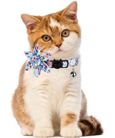 Pet Cat Safety Collar Breakaway Cat Collar with Bells Adjustable Cat Collars with Sunflower Cute and Soft Cat Collars Cat Collar Accessories for Cat and Small Animals Pets Blueflower - Buy Online on SooperMarket.com
