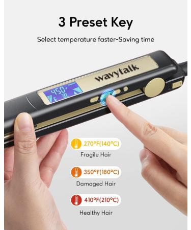 Wavytalk Pro Titanium Flat Iron 2 In 1 Hair Straightener and Curling iron 170 -450 Faster Heating Up Convenient Hair Tools with Dual Voltage LCD Display Matt Black - Buy Online on SooperMarket.com