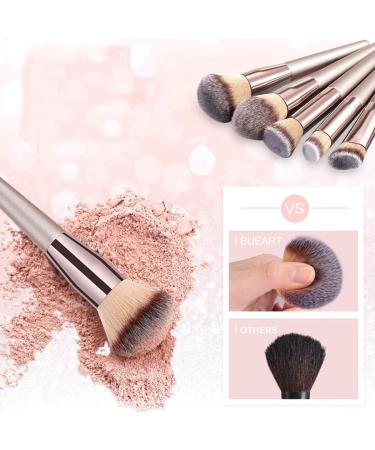 14-Piece Champagne Gold Makeup Brush Set - Premium Wood Handle Beauty Tools for Foundation & Eye Shadow - Buy Online on SooperMarket.com