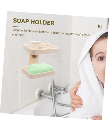 Anneome Soap Box House Draining Dish -mounted Soap Dishes Bathroom Decor Soap Holder for Shower Soap Stand Plastic Soap Dispenser Desk Topper Kitchen Double Layer White Drainer Rack Abs - Buy Online on SooperMarket.com