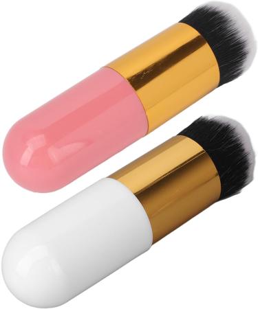 Verdant Touch Portable Makeup Brush Facial Foundation Makeup Brush Portable Chubby Face Brush Artificial Fiber Soft and Skin-Friendly Pink Gold/White Gold - Buy Online on SooperMarket.com