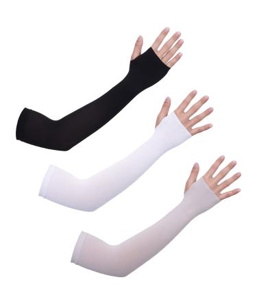 Tao Pipe 3 pairs UV protection armchairs sun protection arm sleeves for outdoor activities for men women children's cooling arm warm warm stumps (black white gray)