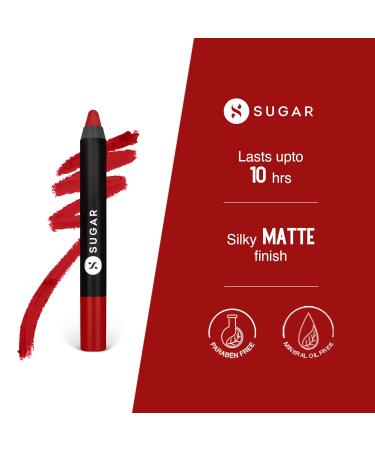 SUGAR Cosmetics Matte As Hell Crayon Lipstick - 01 Scarlett O'hara (Red) | Highly Pigmented & Long Lasting - Buy Online on SooperMarket.com