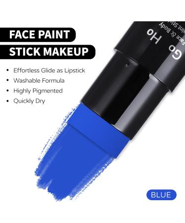 Go Ho Water Based Blue Face Paint Stick - 1.06 Oz Washable & Non-Toxic Makeup for Adults & Children - Full Coverage Cream Body Paint for Theater, Halloween, SFX & Cosplay - Buy Online on SooperMarket.com