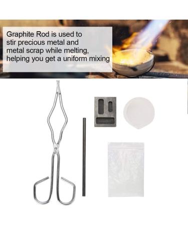 Salmue Graphite Crucible Set - Melting Kit with Ingot Mold, Silica Crucible, Graphite Rod, 25cm Tong for Gold, Silver, Platinum - Buy Online on SooperMarket.com