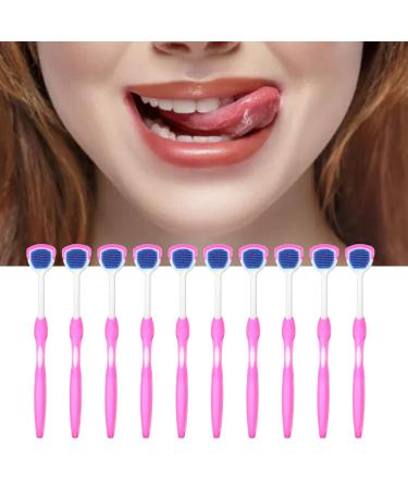 10-Piece Silicone Tongue Scraper Set - Dual Action Oral Hygiene Tool for Adults & Kids - Long Handle Pink - Buy Online on SooperMarket.com