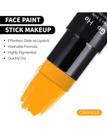 Go Ho Water Based Orange Face Paint Stick 1.06 Oz - Non-Toxic Washable Cream Makeup for Adults & Children - Full Coverage Body Paint for Theater, Halloween, SFX & Cosplay - Buy Online on SooperMarket.com