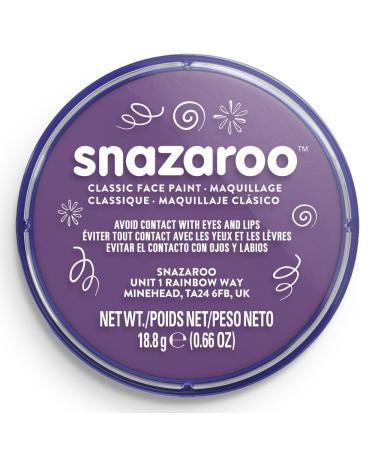 SK INFINITY | Snazaroo Classic Face Paint | Body Paint 18 ml Professional Water Based | Single Cake Makeup Supplies for Adults Kids Halloween (Classic Purple)