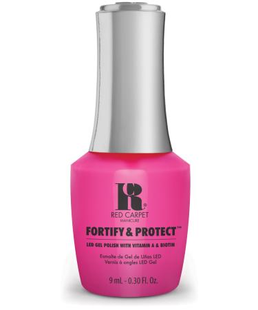 Red Carpet Manicure Fortify & Protect Bubblegum Pink Cr me Gel Polish for Strong Healthy Nails | Infused with Vitamin A & Biotin | Dressed To Impress | LED Nail Gel Colour | 0.3 Fl. Oz.