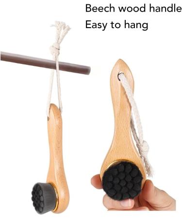 Manual Facial Cleansing Brush Long Wooden Handle Super Soft Manual Exfoliating Facial Brush Exfoliating Deep Cleansing for Home - Buy Online on SooperMarket.com