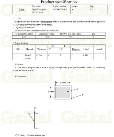 Gzikai 8mm IR-Cut Blocking Filter 20pcs/1 Lot - Optical Multi-Coating Color Low-Pass IR Filters - Buy Online on SooperMarket.com