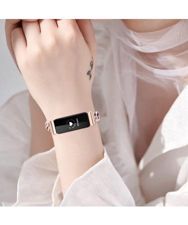 Dilando Stainless Steel Metal Link Band for Fitbit Inspire 2 - Rose Gold Adjustable Wristband Bracelet for Women - Buy Online on SooperMarket.com