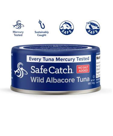 Safe Catch Wild Albacore Tuna Canned No Salt Added - Pack of 6, 5 Ounce cans - Buy Online on SooperMarket.com