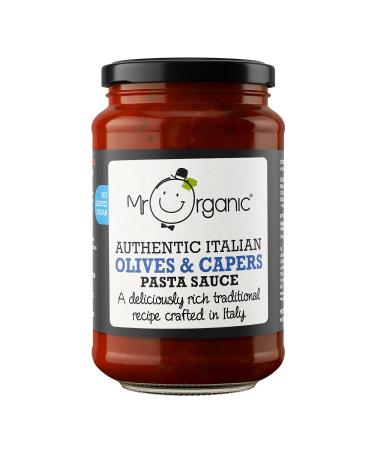 Mr Organic - No Added Sugar Olives & Capers Pasta Sauce 350g (Pack of 6) - Non-GMO - No Artificial Preservatives or Colours - Rich & Delicious Flavour