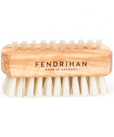 Fendrihan Travel Size Dual Sided Olivewood Nail and Hand Brush with Natural Boar Bristles 2.3" (Made in Germany)