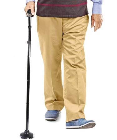 Led Light +Foldable Safety Walking Stick Folding Adjustable Aluminium Pole Cane Black - Buy Online on SooperMarket.com