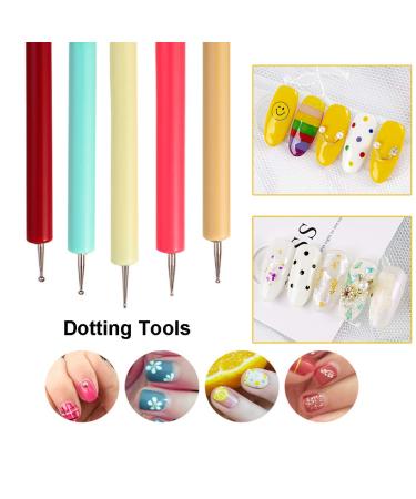 JASSINS 5PCS Nail Art Silicone Sculpture Pen - Dual Head Dotting Drawing Painting Tool Set - Buy Online on SooperMarket.com