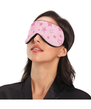 Haskirky Light Blocking Eye Mask - Breathable & Adjustable for Adults | Ideal for Travel, Yoga, Meditation & Office - Pink Stars - Buy Online on SooperMarket.com
