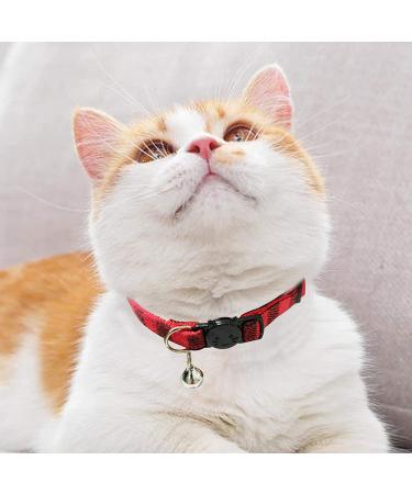 MJIYA Red Grid Dog and Cat Collar with Bell | Adjustable Plastic Buckle | Medium Size - Buy Online on SooperMarket.com