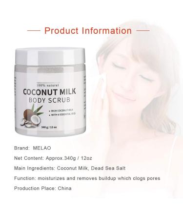 Buy Coconut Milk Body Scrub & Peeling Cream | 340g Moisturizer & Brightening Gel - International Shipping Available - Buy Online on SooperMarket.com