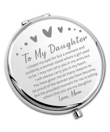 PLITI to My Daughter Compact Mirror from Mom Dad Daughter Graduation Gift Daughter Inspirational Pocket Mirror (Daughter Closed MM)