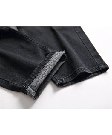 Retro Ripped Slim Jeans Men Regular Fit Distressed Vintage Denim Black 34 - Buy Online on SooperMarket.com