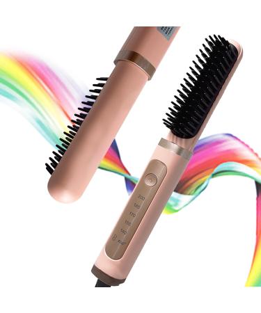 Hair Straightener Heated Straightener Comb with Anti-Scald Comb 5-Level Temperature Settings 30s Fast Heating Auto Shut-Off Function for Home Travel and Salon Use (Pink)