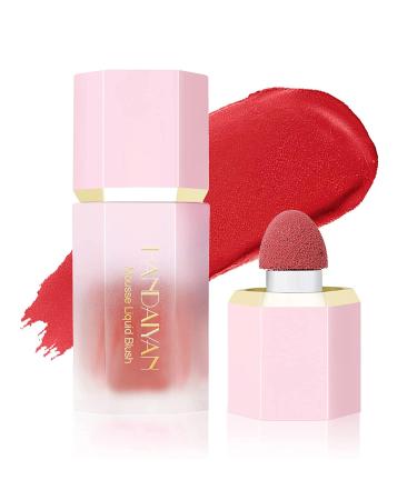 Matte Cream Blush Soft Lightweight Liquid Blush for Cheeks Natural Looking Color Long-Wearing Smudge Proof Pink Liquid Blusher Makeup (3#Coral) 3#Coral 1 count (Pack of 1)