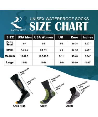 Randy Sun Waterproof Unisex Hiking/Trekking/Ski Socks - 4 Pairs (Medium) Sky & Black - SGS Certified, Breathable, Ultra-Thin - Buy Online on SooperMarket.com
