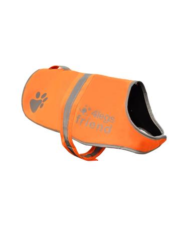 Reflective light fleece coat with hole for the leash 5 sizes-high visibility for outdoor activities during the day and night keeps your dog visible safe from cars and hunting accidents orange M