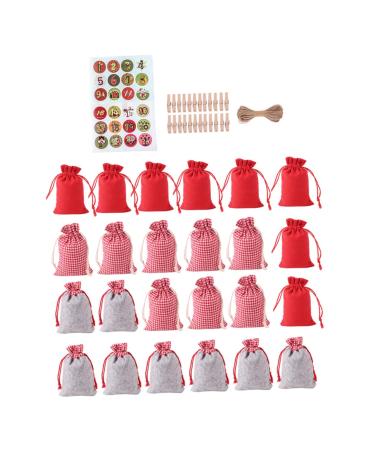 KOMBIUDA Drawstring Bag 1 Set Christmas Hanging Cloth Bag 24 Day Advent Calendar Cotton Christmas Bag Number Burlap Bag
