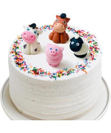 SugarArt Edible Farm Animal Cake Toppers - Handmade Sugar Decorations for Kid's Birthdays (Set of 4: Sheep, Cow, Pig & Horse) - Buy Online on SooperMarket.com