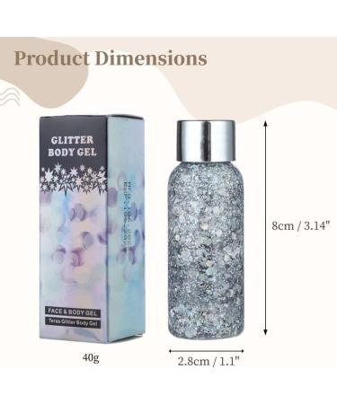 Holographic Body Glitter Gel - 3-Pack Chunky Sequin Liquid for Nails & Makeup | Silver Sparkle for Parties & Weddings - 1.1 x 3.15in - Buy Online on SooperMarket.com
