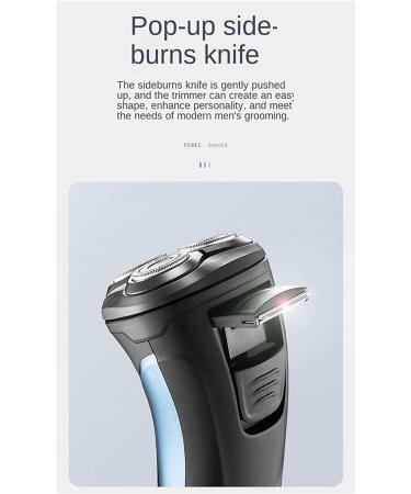 GeRRiT Rechargeable Waterproof IPX7 Electric Shaver for Men - Wet & Dry Rotary Razor with Pop-up Trimmer in Blue - Buy Online on SooperMarket.com