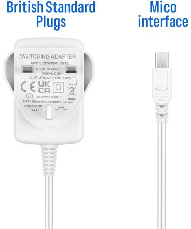 Baby Camera Monitor Charger - MYPIN Mini USB Switching Adapter 5V/1000mA UK Plug - Compatible with HS0114/HS0123/HS0132 - HS0384 - Buy Online on SooperMarket.com