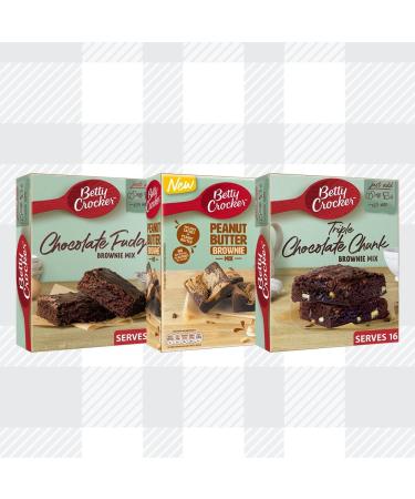 AETN Creations Bake Irresistible Homemade Brownies with Betty Crocker Brownie Mix Pack of Peanut Butter Chocolate Fudge and Triple Chocolate Flavours with AETN Fridge Magnet - Buy Online on SooperMarket.com