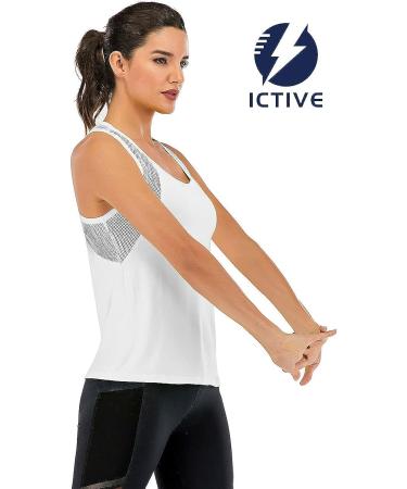 ICTIVE Mesh Racerback Workout Tank Top for Women - White | Loose Fit Yoga Top with Open Back Design - Medium - Buy Online on SooperMarket.com