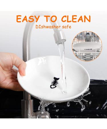 Ceramic Cat Food Plates and Wide Bowls for Stress-Relief Whisker Fatigue | Cat Feeding Dishes in White & Black - Buy Online on SooperMarket.com