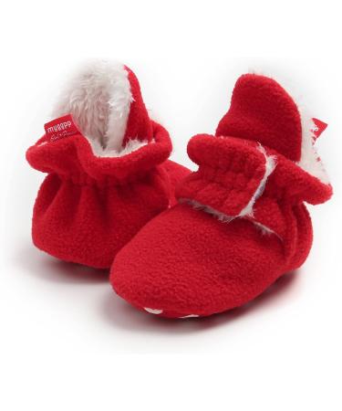 TMEOG Baby Booties Slippers | Infant Boots for Boys Girls | Winter Sock Crib Shoes 0-18 Months | 0-6 Months | Red - Buy Online on SooperMarket.com